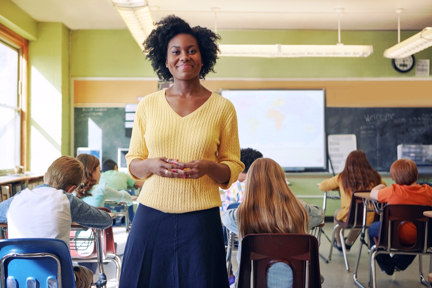 Teacher with students